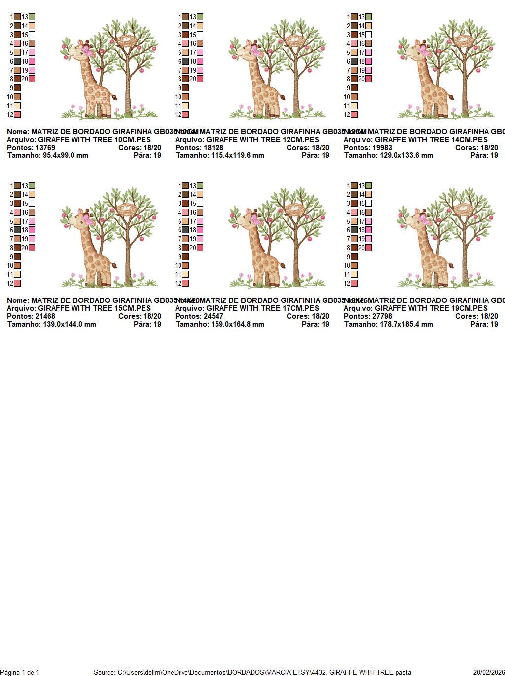 Giraffe with tree embroidery designs - Safari wild animal with birdnest machine embroidery pattern - Baby girl file - Instant download pes