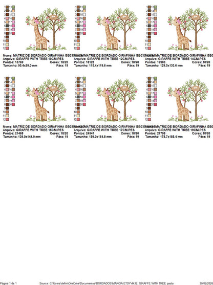 Giraffe with tree embroidery designs - Safari wild animal with birdnest machine embroidery pattern - Baby girl file - Instant download pes