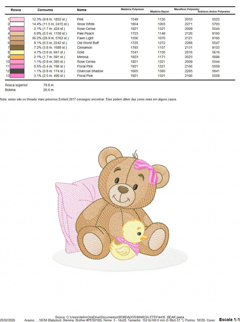 Baby Girl Teddy Bear embroidery designs - Sleeping Bear with duck and pillow machine embroidery pattern - Instant digital download pes jef