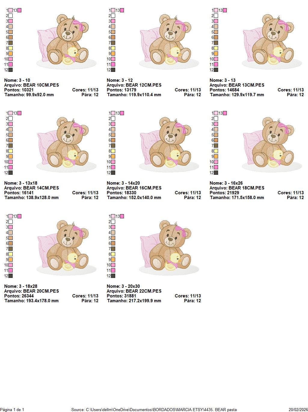 Baby Girl Teddy Bear embroidery designs - Sleeping Bear with duck and pillow machine embroidery pattern - Instant digital download pes jef