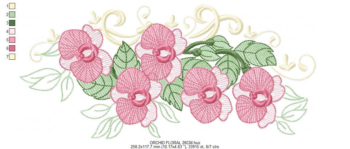 Moth Orchid embroidery designs - Kitchen Towel Flowers machine embroidery pattern - Phalaenopsis Orchid file - Instant digital download pes