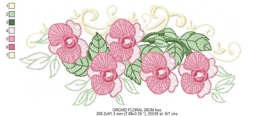 Moth Orchid embroidery designs - Kitchen Towel Flowers machine embroidery pattern - Phalaenopsis Orchid file - Instant digital download pes