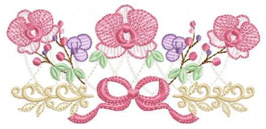 Moth Orchid Flower with lace embroidery designs - Flowers machine embroidery pattern - Floral Kitchen towel - Instant digital download pes