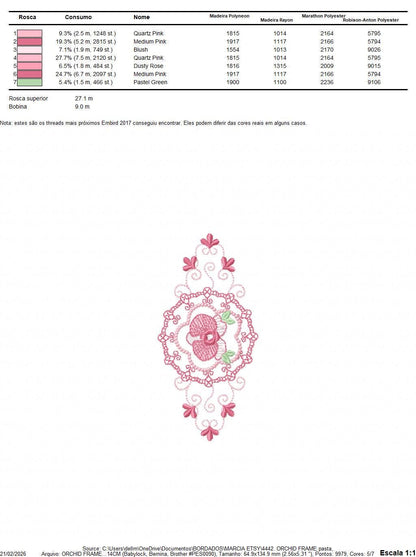 Phalaenopsis moth Orchid Flower embroidery designs - Wreath machine embroidery pattern - Girl Kitchen Tea Towel file - Instant download pes