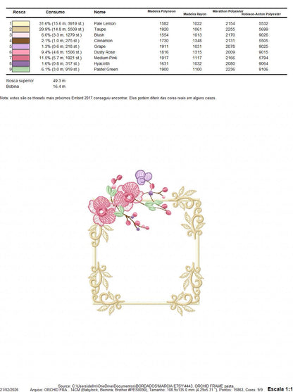Orchid Flower Frame embroidery designs - Phalaenopsis moth Wreath machine embroidery pattern - Kitchen Tea Towel file - Instant download pes