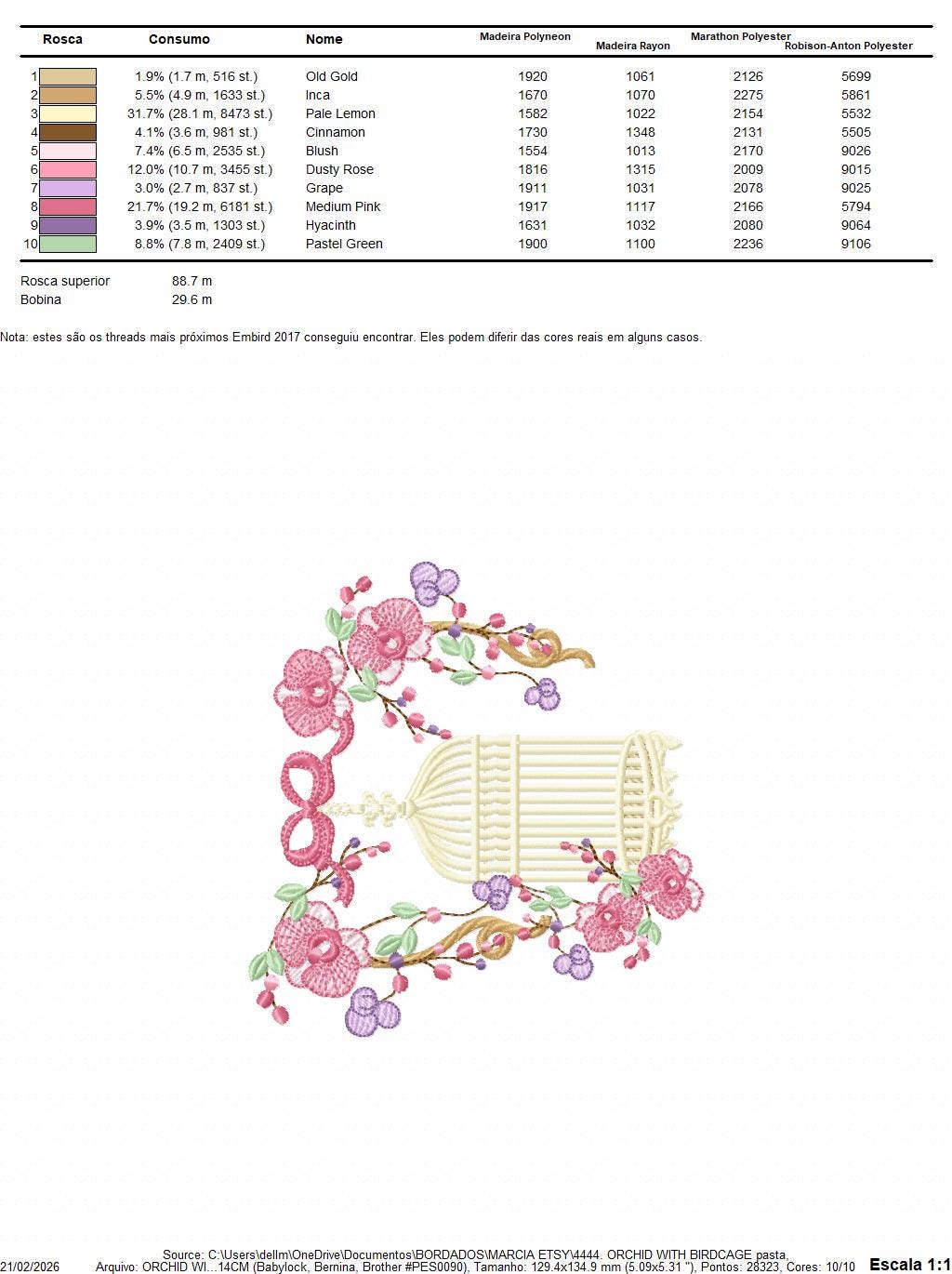Birdcage with Flowers embroidery designs - Moth Orchid Flowers machine embroidery pattern - Baby girl file - Instant digital download pes