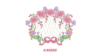 Orchid Flower Frame embroidery designs - Moth phalaenopsis machine embroidery pattern - Kitchen Tea Towel file - Instant digital download