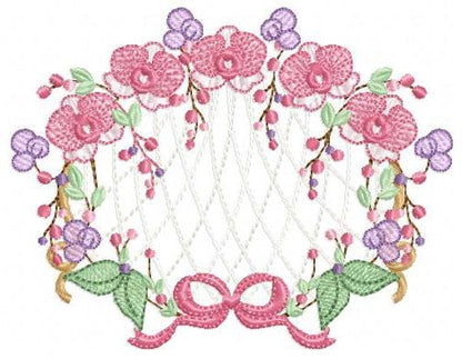 Orchid Flower Frame embroidery designs - Moth phalaenopsis machine embroidery pattern - Kitchen Tea Towel file - Instant digital download