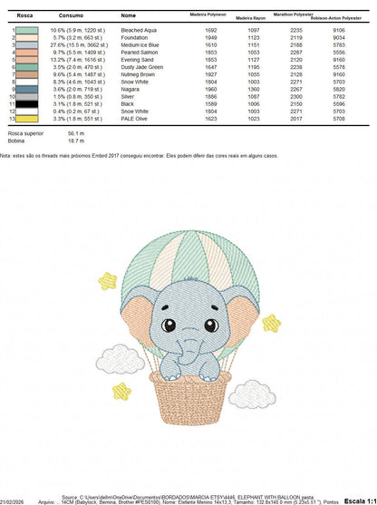 Baby Boy Elephant embroidery designs - Elephant with balloon machine embroidery pattern - Safari wild Animal - Instant download pes jef dst