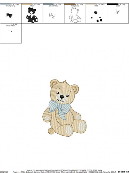Teddy Bear embroidery designs - Baby boy toy machine embroidery pattern - Cute Bear with bow tie file - Instant digital download pes jef dst