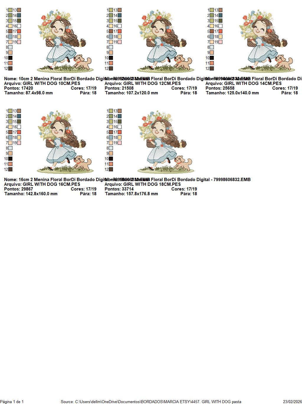 Girl with dog embroidery designs - Baby girl with flowers machine embroidery pattern - Girl with puppy file - Instant digital download jef