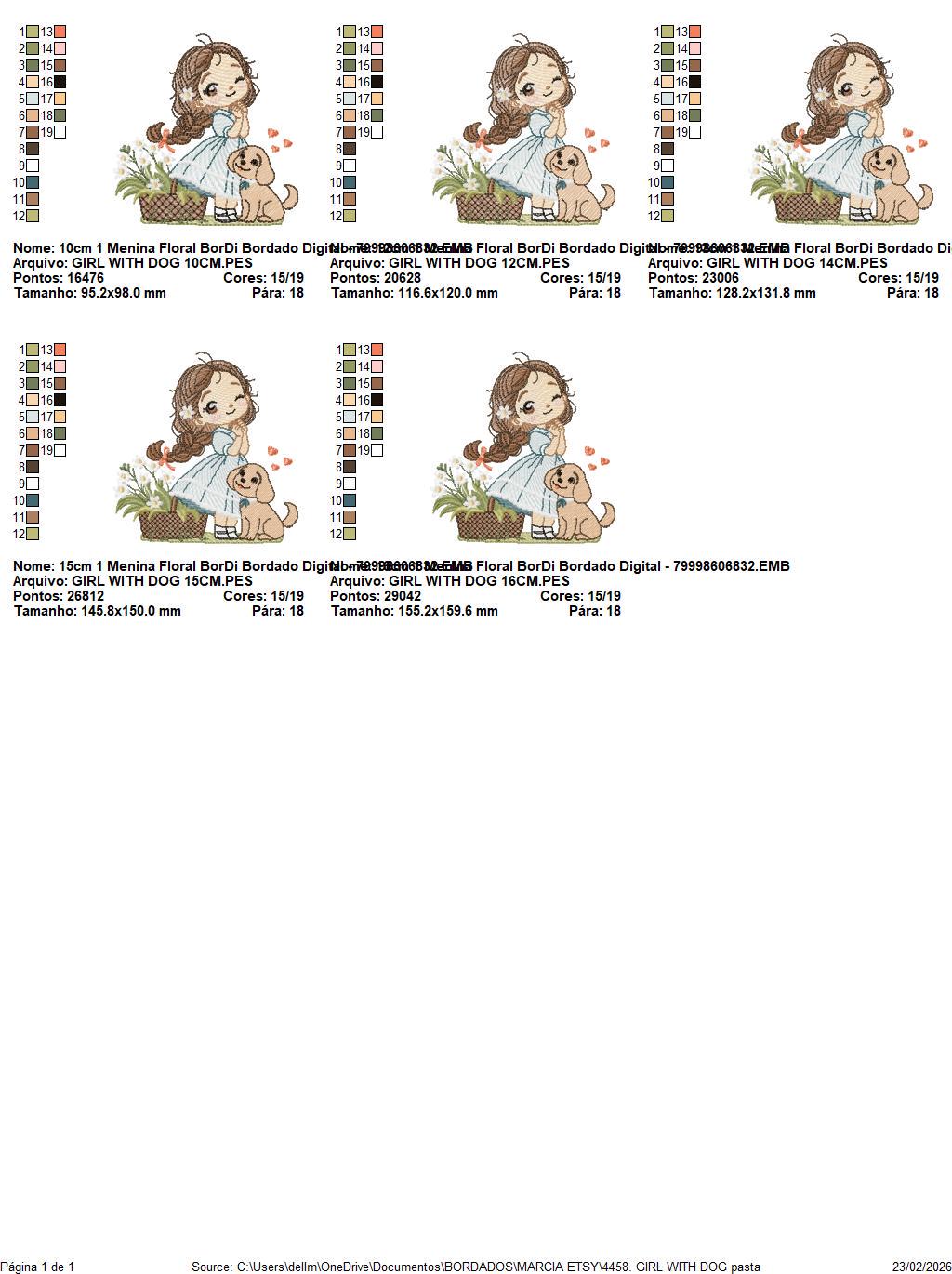 Girl with dog embroidery designs - Baby girl with flowers machine embroidery pattern - Girl with puppy file - Instant digital download jef