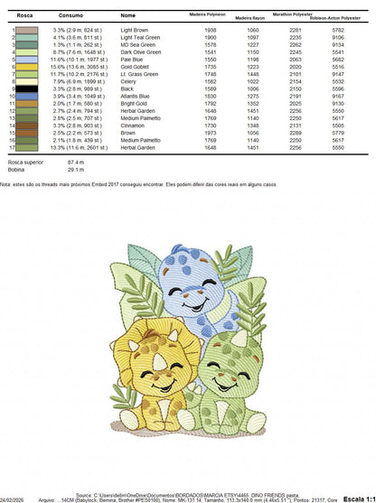 Dinosaur embroidery designs - Trio Dino Friends with trees machine embroidery pattern - Baby boy file Brontosaurus - Instant download pes