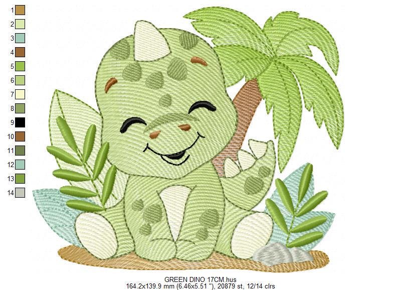 Dinosaur embroidery designs - Dino with butterflies machine embroidery pattern - Tyrannosaurus Baby boy file - instant digital download pes