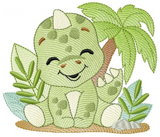 Dinosaur embroidery designs - Dino with butterflies machine embroidery pattern - Tyrannosaurus Baby boy file - instant digital download pes