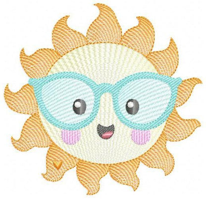 Rainbow embroidery design - Sun cloud and stars machine embroidery pattern - Baby girl and boy file - Instant digital download pes jef dst