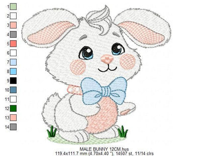 Male Bunny embroidery design - Rabbit with mushrooms with laurel frame machine embroidery pattern - Woodland animal file - instant download