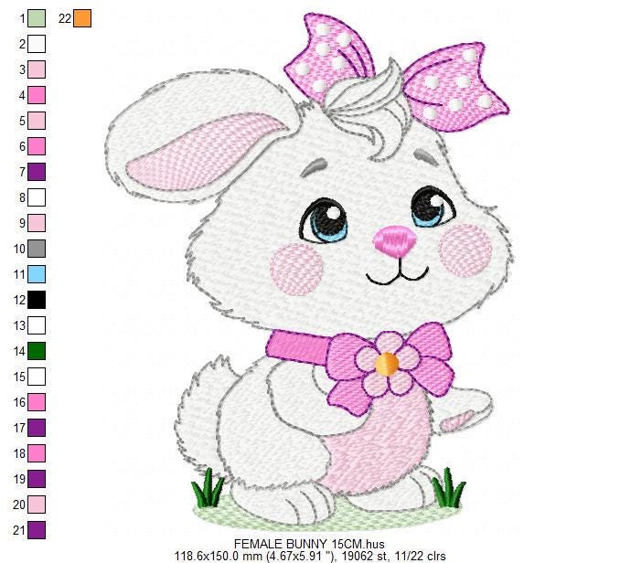 Female Bunny embroidery design - Rabbit with lace and laurel frame machine embroidery pattern - Woodland animal girl - Instant download pes