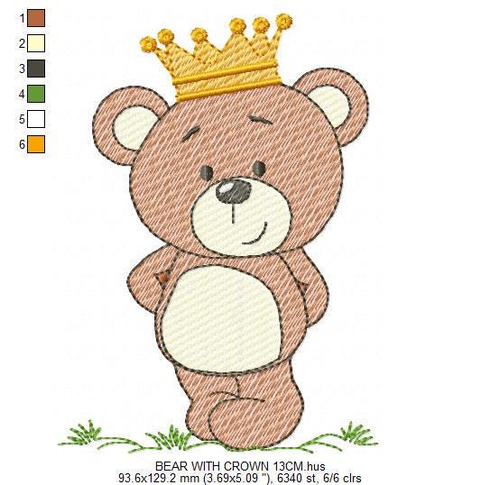 Teddy Bear embroidery designs - Baby boy toy machine embroidery pattern - Cute Bear with bow tie file - Instant digital download pes jef dst