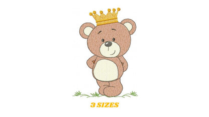 Teddy Bear embroidery designs - Baby boy toy machine embroidery pattern - Cute Bear with bow tie file - Instant digital download pes jef dst