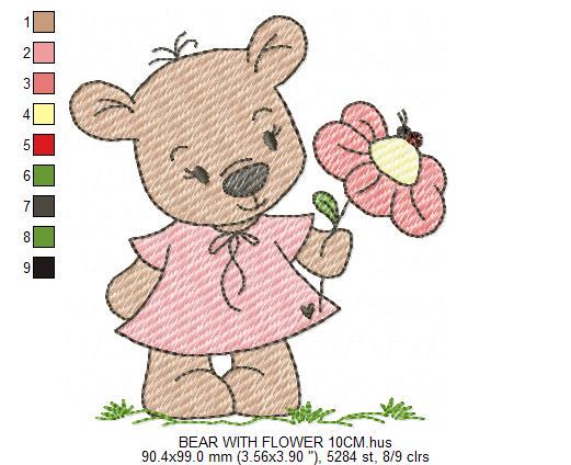 Teddy Bear embroidery designs - Baby boy toy machine embroidery pattern - Cute Bear with bow tie file - Instant digital download pes jef dst