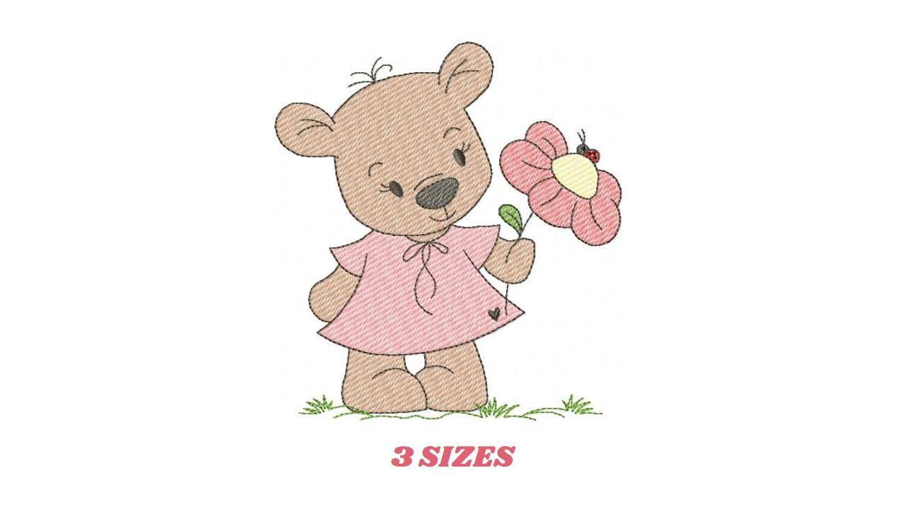 Teddy Bear embroidery designs - Baby boy toy machine embroidery pattern - Cute Bear with bow tie file - Instant digital download pes jef dst