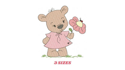 Teddy Bear embroidery designs - Baby boy toy machine embroidery pattern - Cute Bear with bow tie file - Instant digital download pes jef dst