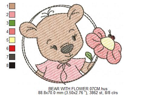Teddy Bear embroidery designs - Baby boy toy machine embroidery pattern - Cute Bear with bow tie file - Instant digital download pes jef dst