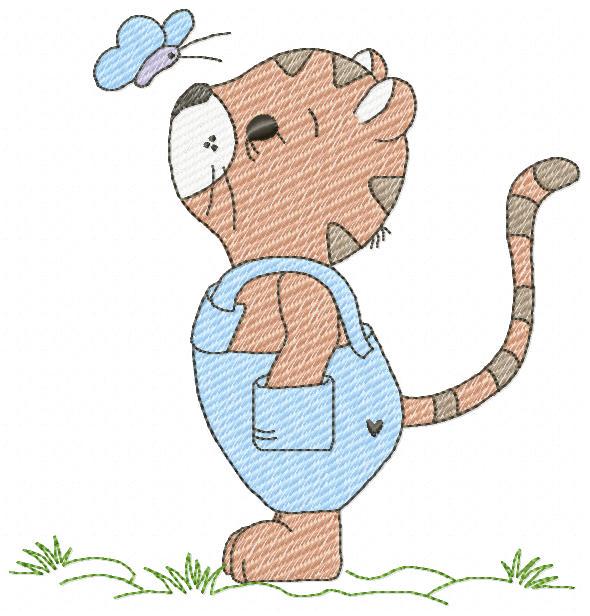 Baby Tiger embroidery design - Forest Wild Animal machine embroidery pattern - Baby Boy file - Instant digital download pes jef dst hus vp3