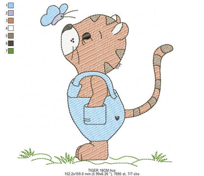 Baby Tiger embroidery design - Forest Wild Animal machine embroidery pattern - Baby Boy file - Instant digital download pes jef dst hus vp3