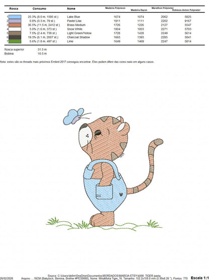 Baby Tiger embroidery design - Forest Wild Animal machine embroidery pattern - Baby Boy file - Instant digital download pes jef dst hus vp3