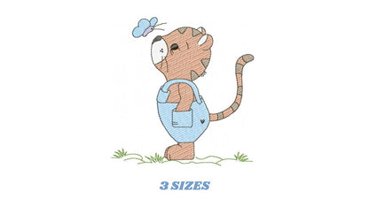 Baby Tiger embroidery design - Forest Wild Animal machine embroidery pattern - Baby Boy file - Instant digital download pes jef dst hus vp3