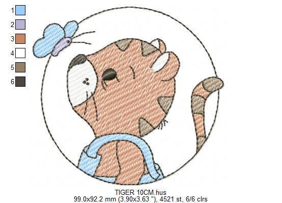 Baby Tiger embroidery design - Forest Wild Animal machine embroidery pattern - Baby Boy file - Instant digital download pes jef dst hus vp3