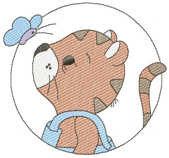 Baby Tiger embroidery design - Forest Wild Animal machine embroidery pattern - Baby Boy file - Instant digital download pes jef dst hus vp3