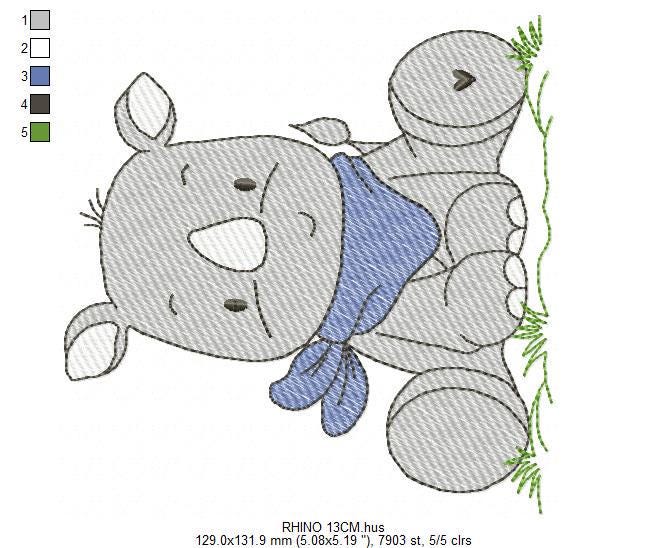 Rhino embroidery designs - Animal embroidery design machine embroidery pattern - baby boy embroidery file - girl embroidery download pes jef