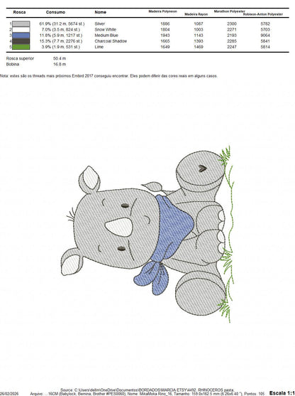 Rhino embroidery designs - Animal embroidery design machine embroidery pattern - baby boy embroidery file - girl embroidery download pes jef