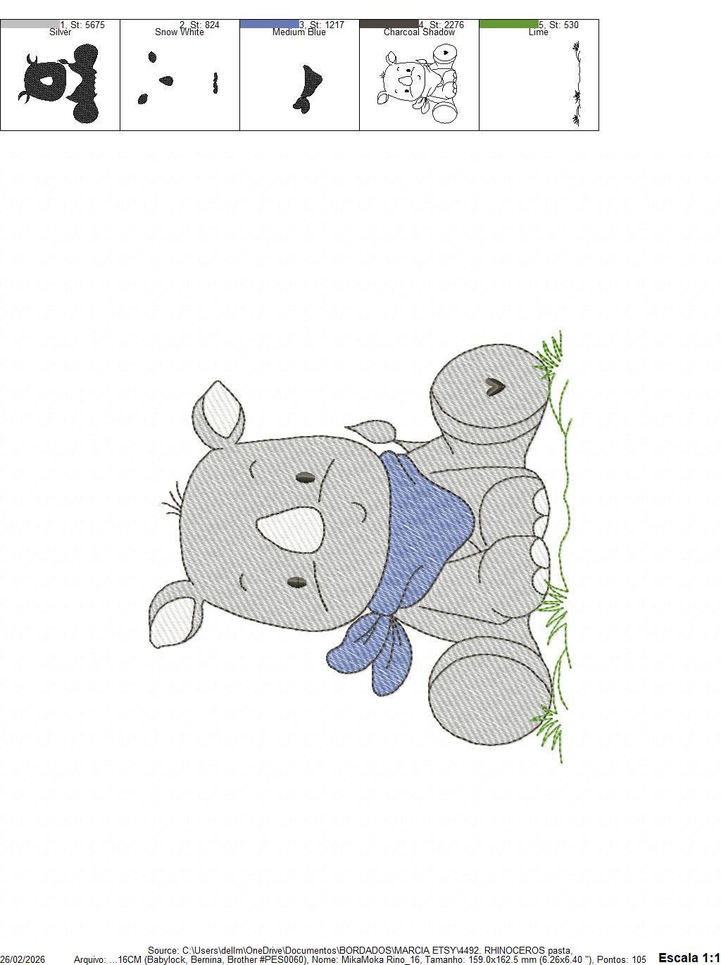 Rhino embroidery designs - Animal embroidery design machine embroidery pattern - baby boy embroidery file - girl embroidery download pes jef