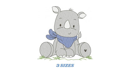 Rhino embroidery designs - Animal embroidery design machine embroidery pattern - baby boy embroidery file - girl embroidery download pes jef