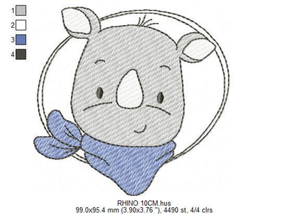 Rhino embroidery designs - Animal embroidery design machine embroidery pattern - baby boy embroidery file - girl embroidery download pes jef