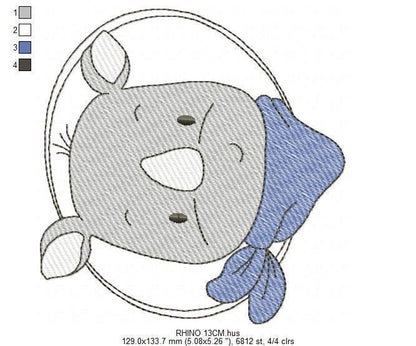 Rhino embroidery designs - Animal embroidery design machine embroidery pattern - baby boy embroidery file - girl embroidery download pes jef
