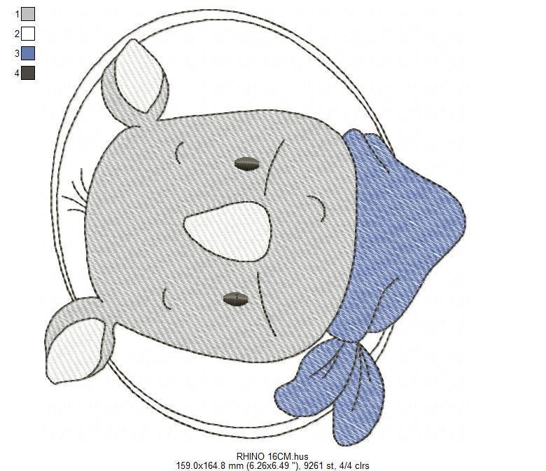 Rhino embroidery designs - Animal embroidery design machine embroidery pattern - baby boy embroidery file - girl embroidery download pes jef