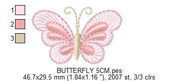 Mini Butterfly embroidery design - Delicate small butterfly machine embroidery pattern - Mini embroidery file - Instant digital download pes
