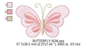 Mini Butterfly embroidery design - Delicate small butterfly machine embroidery pattern - Mini embroidery file - Instant digital download pes