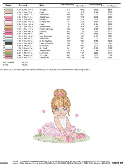 Ballerina embroidery design - Ballet dancer with tutu machine embroidery pattern - Baby girl file - Instant download pes jef dst