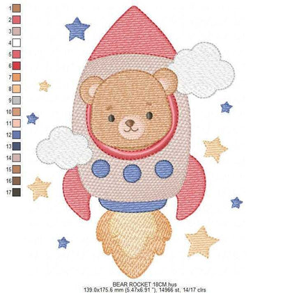 Space Rocket embroidery designs - Rocket with stars machine embroidery pattern - Baby Boy file - Instant digital download pes jef dst (Copy) Marcia Embroidery