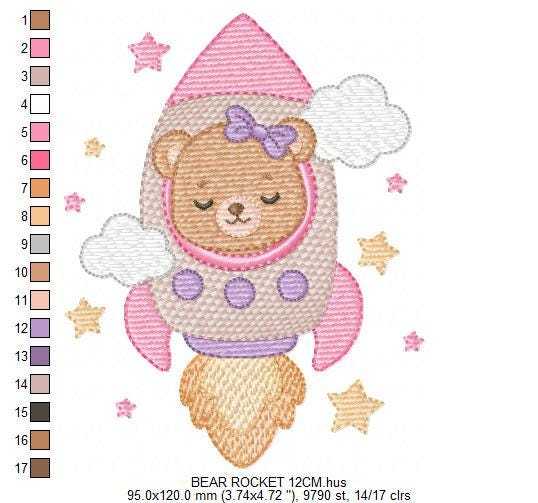 Space Rocket embroidery designs - Rocket with stars machine embroidery pattern - Baby Boy file - Instant digital download pes jef dst (Copy) Marcia Embroidery