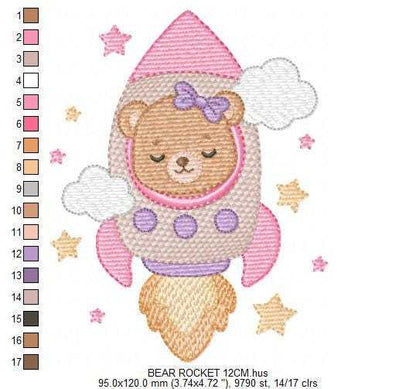 Space Rocket embroidery designs - Rocket with stars machine embroidery pattern - Baby Boy file - Instant digital download pes jef dst (Copy) Marcia Embroidery