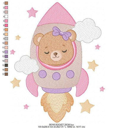 Space Rocket embroidery designs - Rocket with stars machine embroidery pattern - Baby Boy file - Instant digital download pes jef dst (Copy) Marcia Embroidery