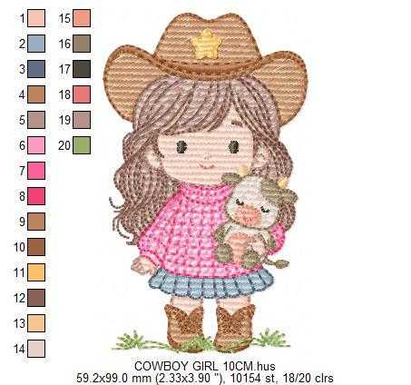 Cowgirl embroidery designs - Cowboy embroidery design machine embroidery pattern - Baby girl embroidery file - Farm cowboy hat wrangler (Copy) Marcia Embroidery