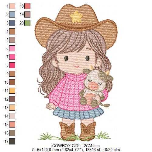 Cowgirl embroidery designs - Cowboy embroidery design machine embroidery pattern - Baby girl embroidery file - Farm cowboy hat wrangler (Copy) Marcia Embroidery